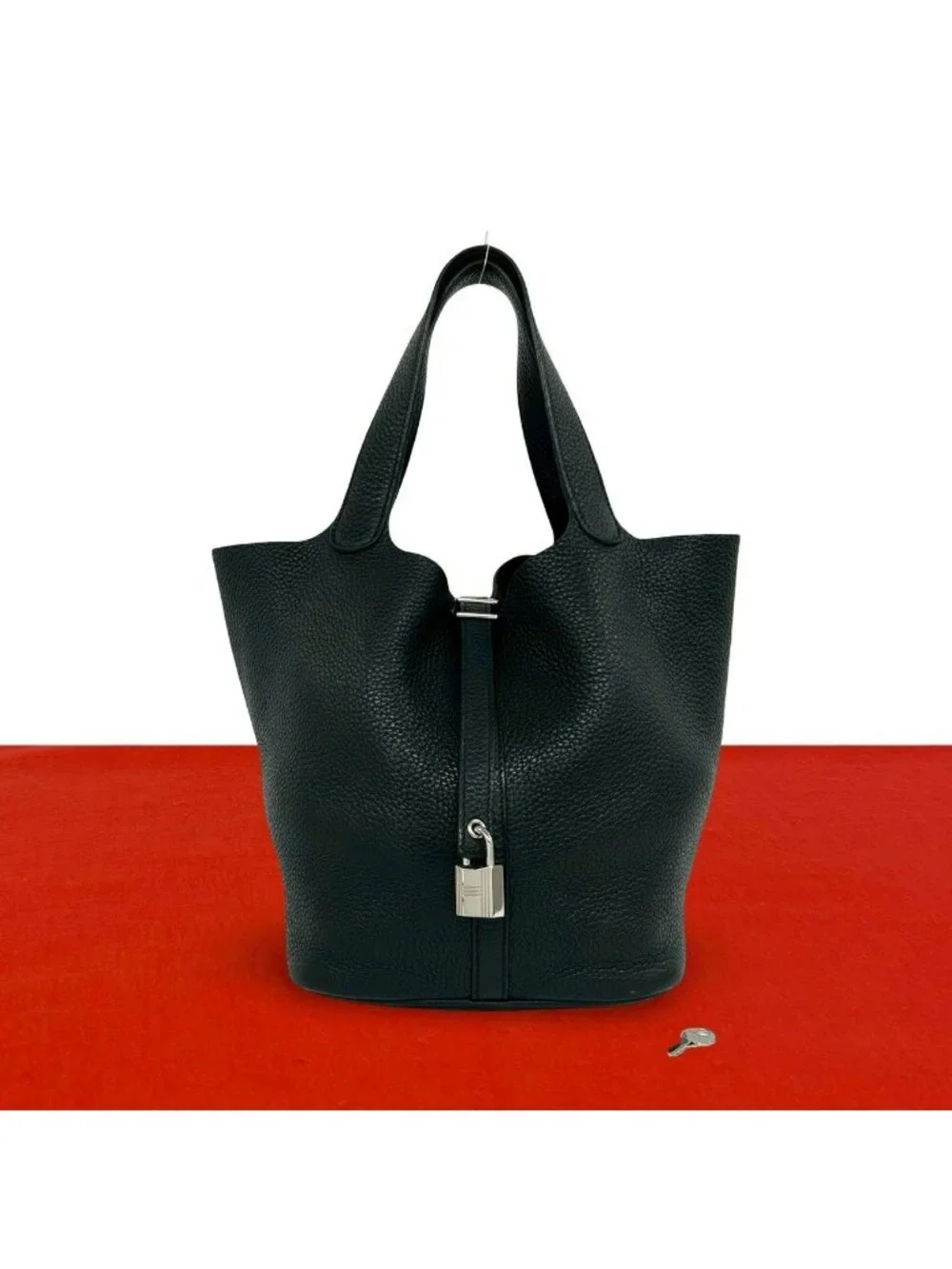 Hermes Picotin Lock MM Taurillon Clemence Leather Tote Black